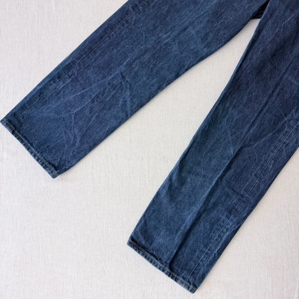 Levis 501 Original Straight Fit Jeans Mens 35x32 Dark Wash Blue Denim Button Fly
